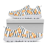 Hot Dog Striped Pattern Print White Sneakers