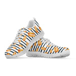 Hot Dog Striped Pattern Print White Sneakers