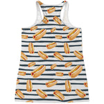 Hot Dog Striped Pattern Print Women's Racerback Tank Top