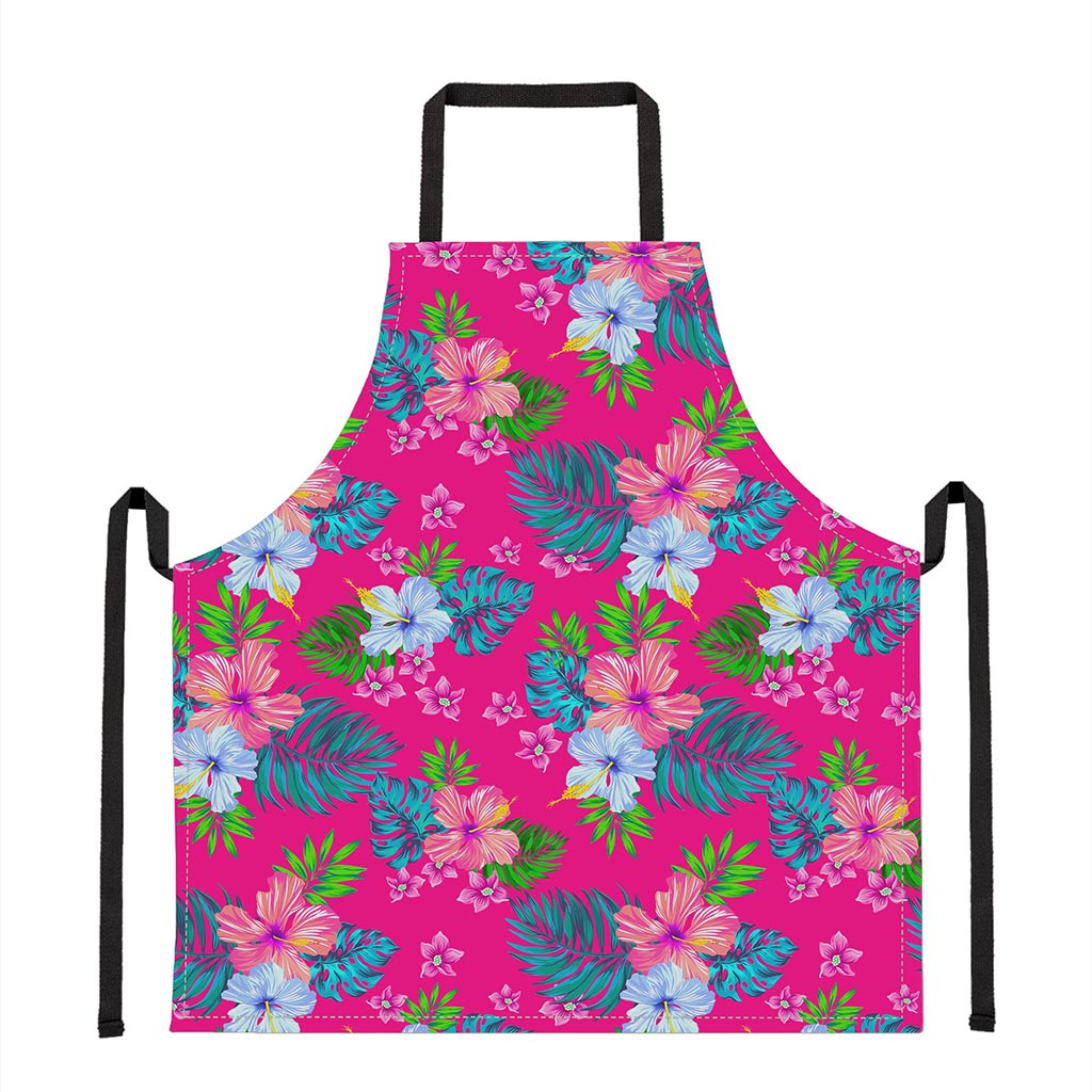 Hot Pink Aloha Hibiscus Pattern Print Apron