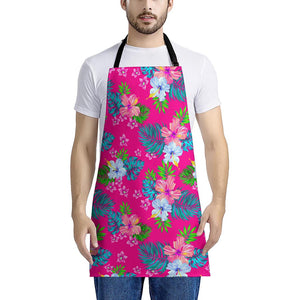 Hot Pink Aloha Hibiscus Pattern Print Apron