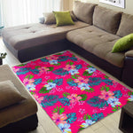 Hot Pink Aloha Hibiscus Pattern Print Area Rug GearFrost