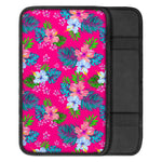 Hot Pink Aloha Hibiscus Pattern Print Car Center Console Cover