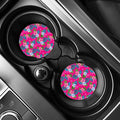Hot Pink Aloha Hibiscus Pattern Print Car Coasters