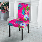 Hot Pink Aloha Hibiscus Pattern Print Dining Chair Slipcover