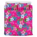 Hot Pink Aloha Hibiscus Pattern Print Duvet Cover Bedding Set