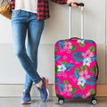 Hot Pink Aloha Hibiscus Pattern Print Luggage Cover