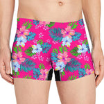 Hot Pink Aloha Hibiscus Pattern Print Men's Boxer Briefs