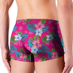 Hot Pink Aloha Hibiscus Pattern Print Men's Boxer Briefs