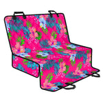 Hot Pink Aloha Hibiscus Pattern Print Pet Car Back Seat Cover