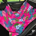 Hot Pink Aloha Hibiscus Pattern Print Pet Car Back Seat Cover