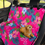 Hot Pink Aloha Hibiscus Pattern Print Pet Car Back Seat Cover