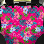 Hot Pink Aloha Hibiscus Pattern Print Pet Car Back Seat Cover