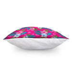 Hot Pink Aloha Hibiscus Pattern Print Pillow Cover