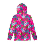 Hot Pink Aloha Hibiscus Pattern Print Pullover Hoodie