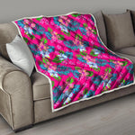Hot Pink Aloha Hibiscus Pattern Print Quilt