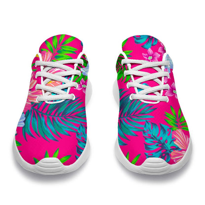 Hot Pink Aloha Hibiscus Pattern Print Sport Shoes GearFrost