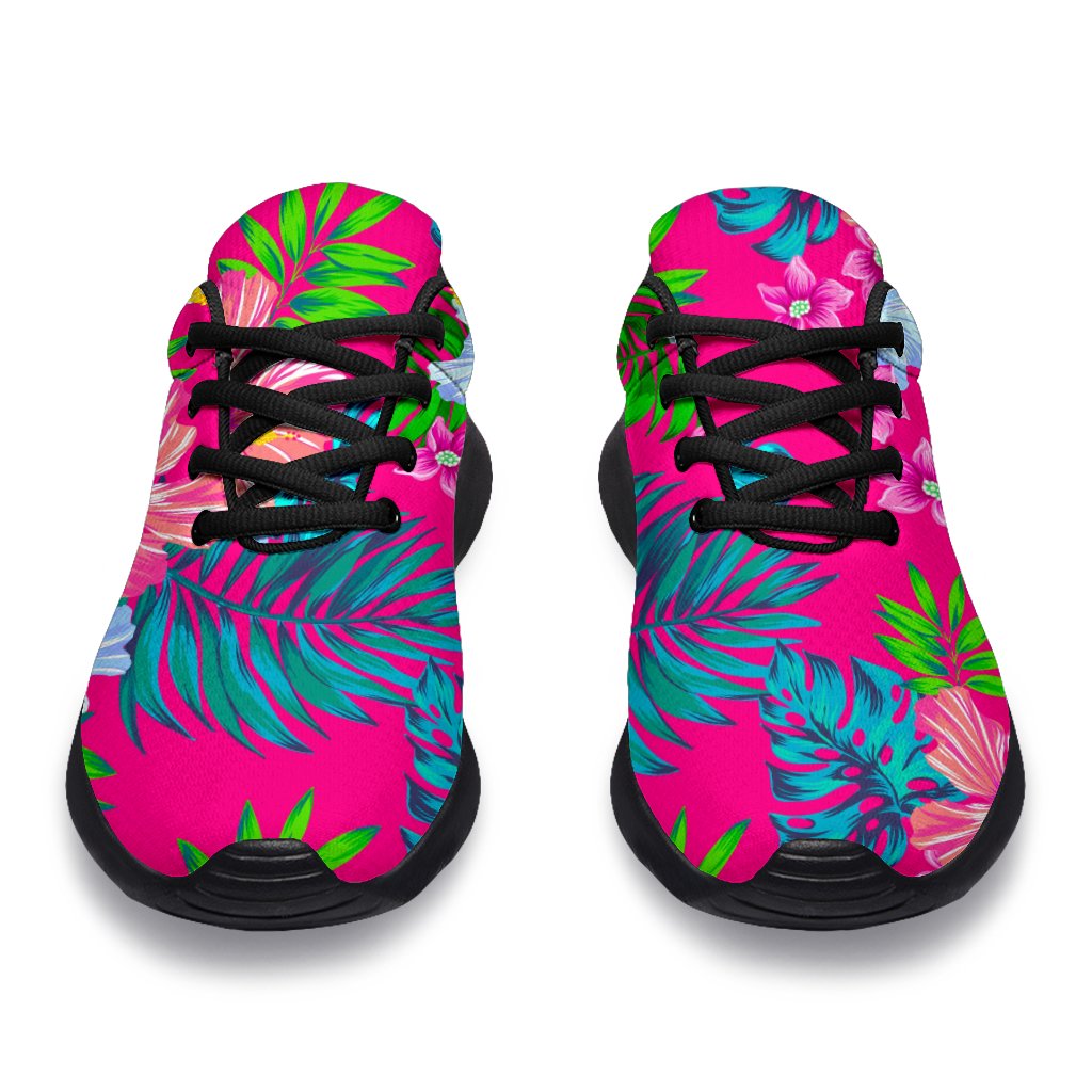Hot Pink Aloha Hibiscus Pattern Print Sport Shoes GearFrost