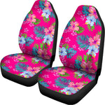 Hot Pink Aloha Hibiscus Pattern Print Universal Fit Car Seat Covers