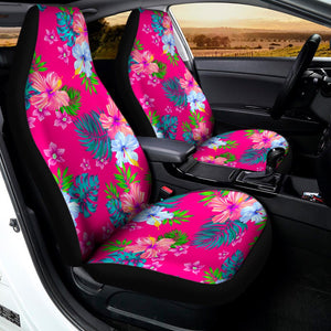 Hot Pink Aloha Hibiscus Pattern Print Universal Fit Car Seat Covers