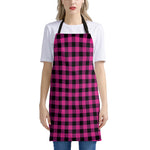 Hot Pink And Black Buffalo Check Print Apron