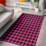 Hot Pink And Black Buffalo Check Print Area Rug