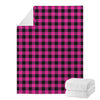 Hot Pink And Black Buffalo Check Print Blanket