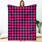 Hot Pink And Black Buffalo Check Print Blanket