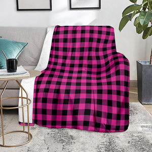 Hot Pink And Black Buffalo Check Print Blanket