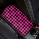 Hot Pink And Black Buffalo Check Print Car Center Console Cover