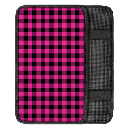 Hot Pink And Black Buffalo Check Print Car Center Console Cover