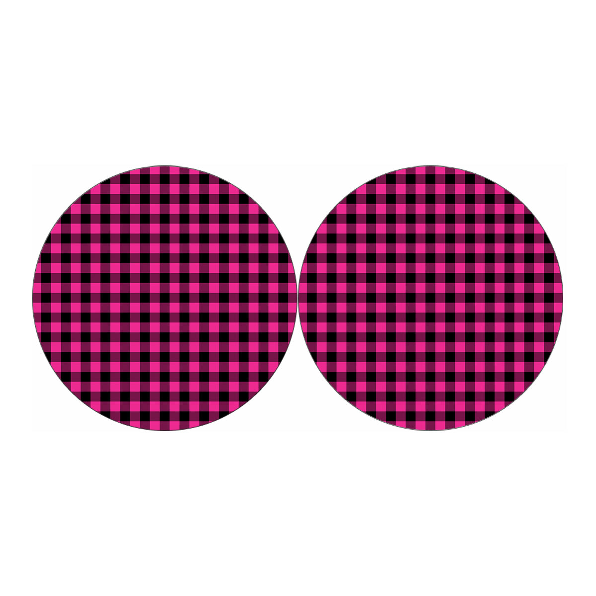 Hot Pink And Black Buffalo Check Print Car Coasters
