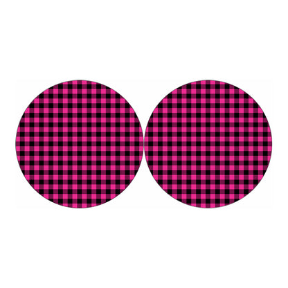 Hot Pink And Black Buffalo Check Print Car Coasters