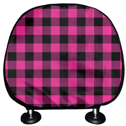 Hot Pink And Black Buffalo Check Print Car Headrest Covers