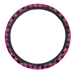 Hot Pink And Black Buffalo Check Print Car Steering Wheel Cover