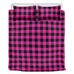 Hot Pink And Black Buffalo Check Print Duvet Cover Bedding Set