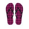 Hot Pink And Black Buffalo Check Print Flip Flops