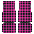 Hot Pink And Black Buffalo Check Print Front and Back Car Floor Mats