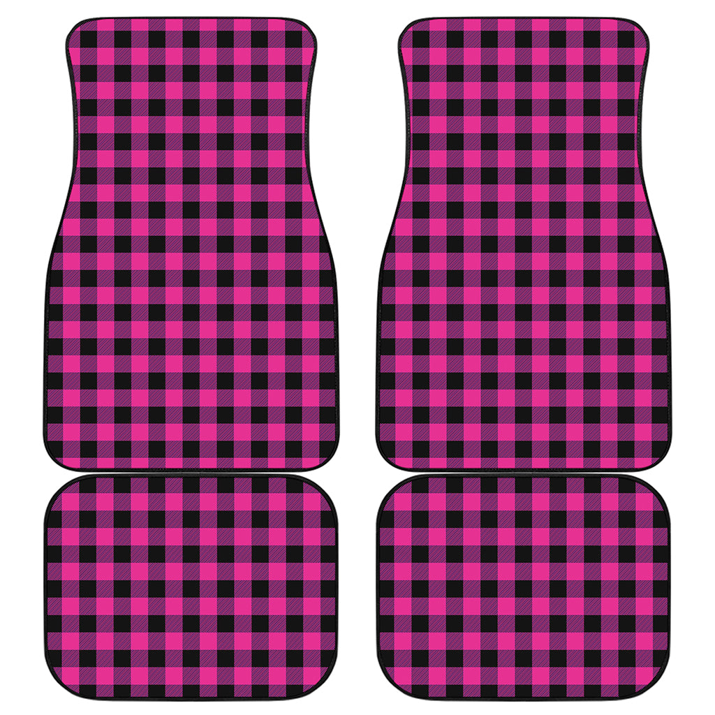 Hot Pink And Black Buffalo Check Print Front and Back Car Floor Mats