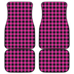 Hot Pink And Black Buffalo Check Print Front and Back Car Floor Mats