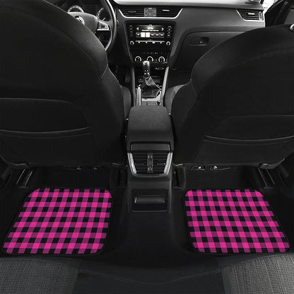 Hot Pink And Black Buffalo Check Print Front and Back Car Floor Mats