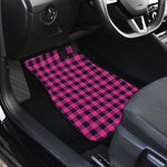 Hot Pink And Black Buffalo Check Print Front and Back Car Floor Mats