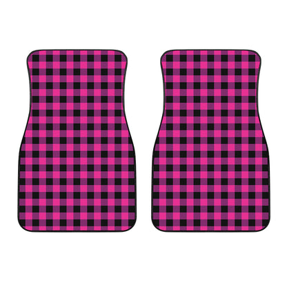 Hot Pink And Black Buffalo Check Print Front Car Floor Mats