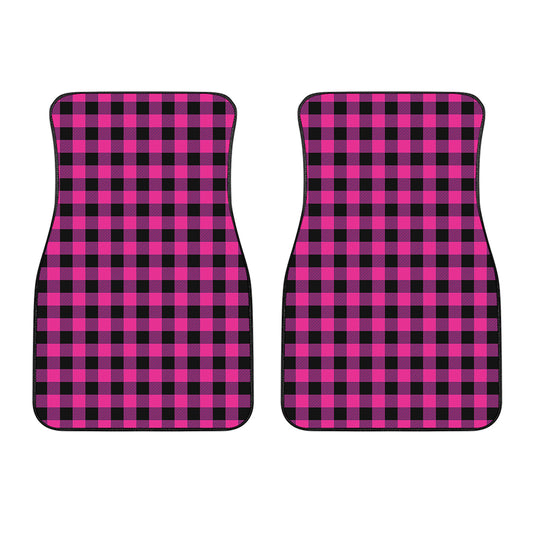 Hot Pink And Black Buffalo Check Print Front Car Floor Mats