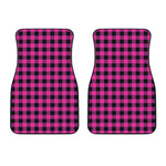 Hot Pink And Black Buffalo Check Print Front Car Floor Mats