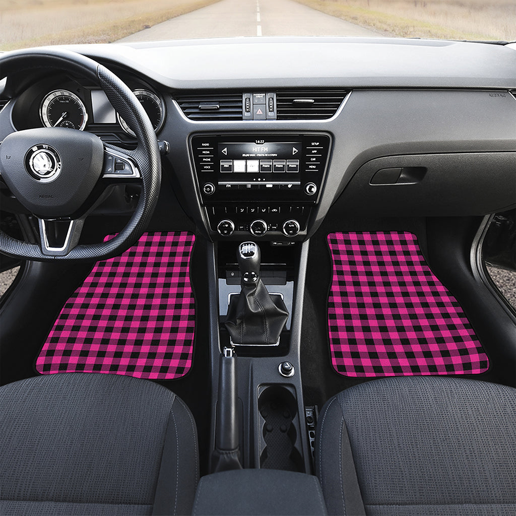 Hot Pink And Black Buffalo Check Print Front Car Floor Mats