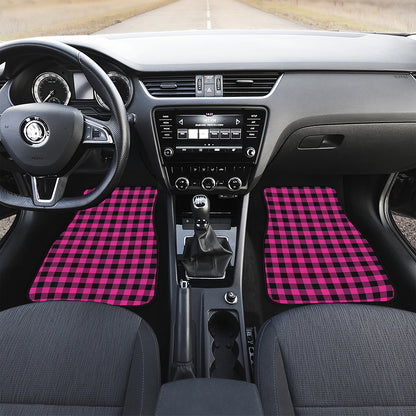 Hot Pink And Black Buffalo Check Print Front Car Floor Mats