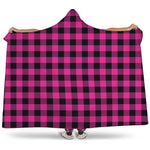 Hot Pink And Black Buffalo Check Print Hooded Blanket