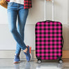 Hot Pink And Black Buffalo Check Print Luggage Cover