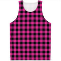 Hot Pink And Black Buffalo Check Print Men's Tank Top